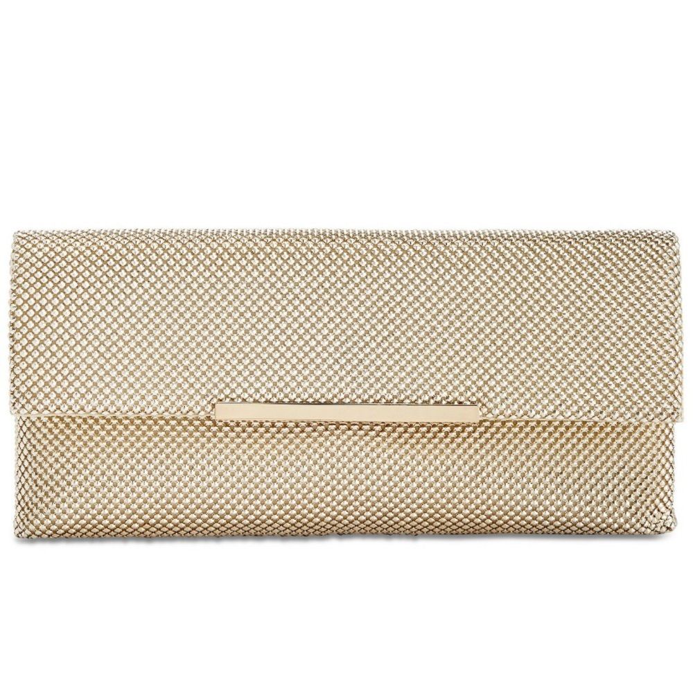INC International Concepts - Heather Shiny Mesh Clutch Bag - in Gold- with tags